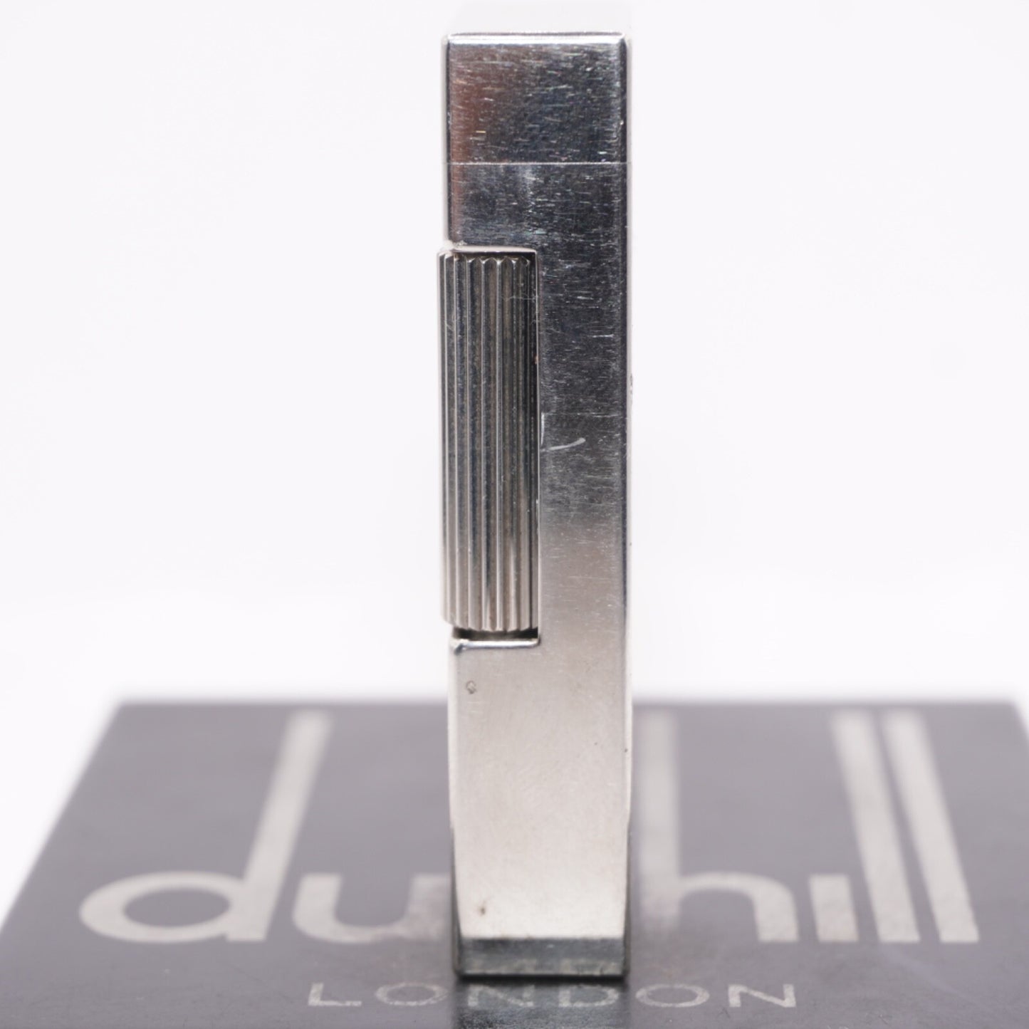 Dunhill Lighter Geometrical Pattern Chrome Plate_Ultrasonically cleaned _Working