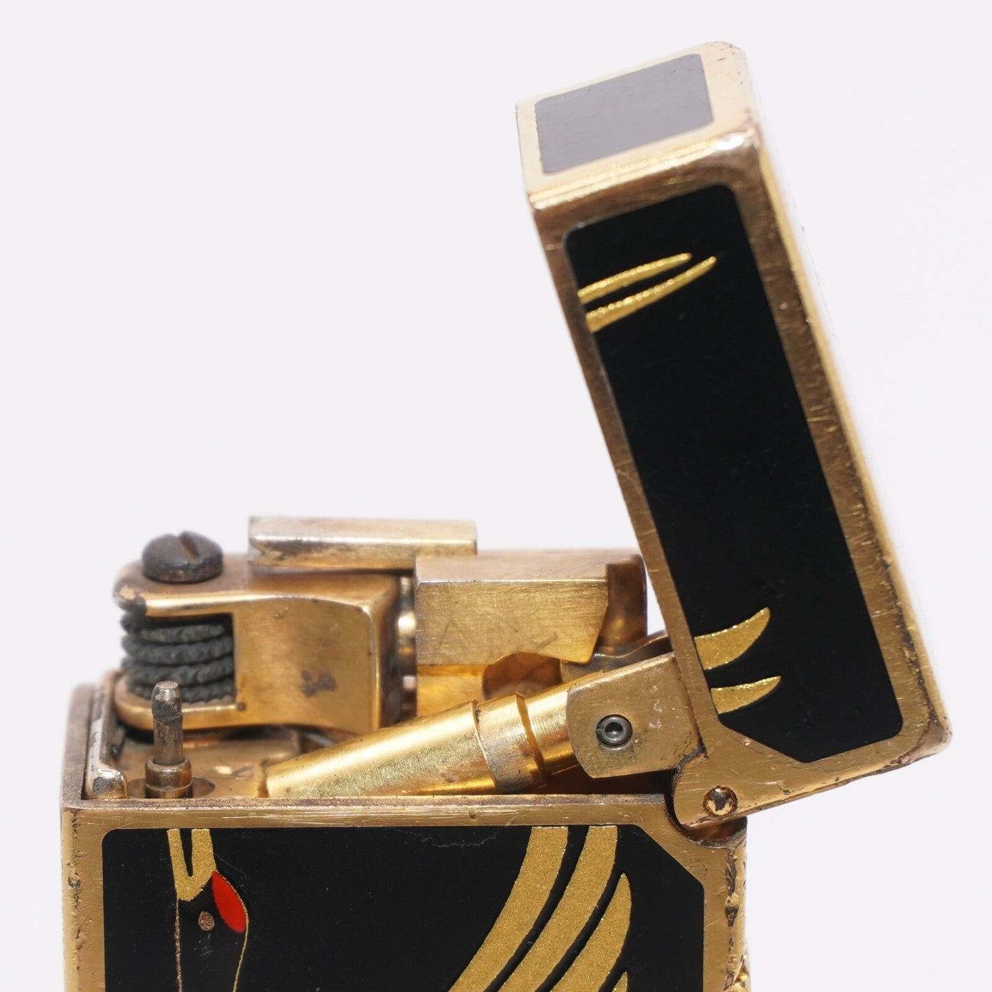 Dunhill Lighter BLACK Crane Pattern with Accessorizes_Ultrasonically cleaned