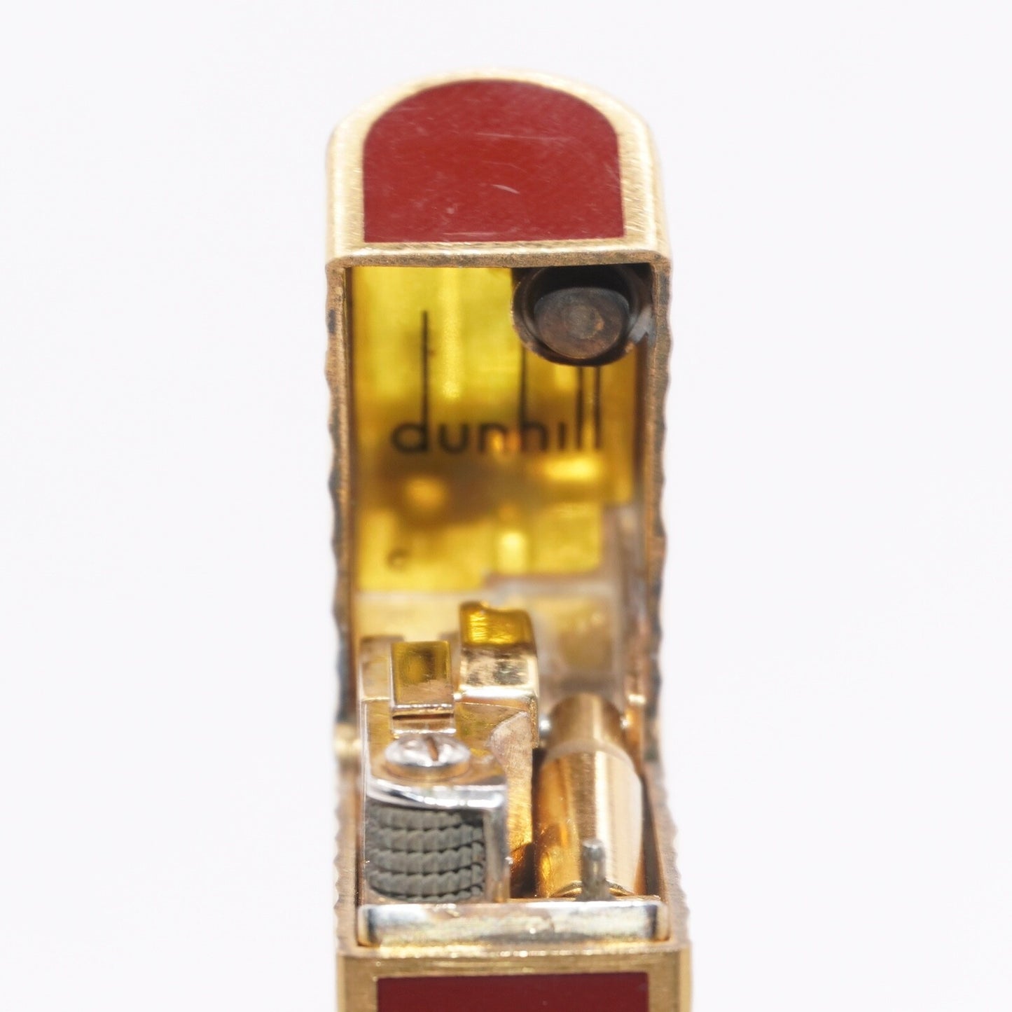 Dunhill Dome Lighter Gold plated with Red Lacquer_ Fully Working Condition