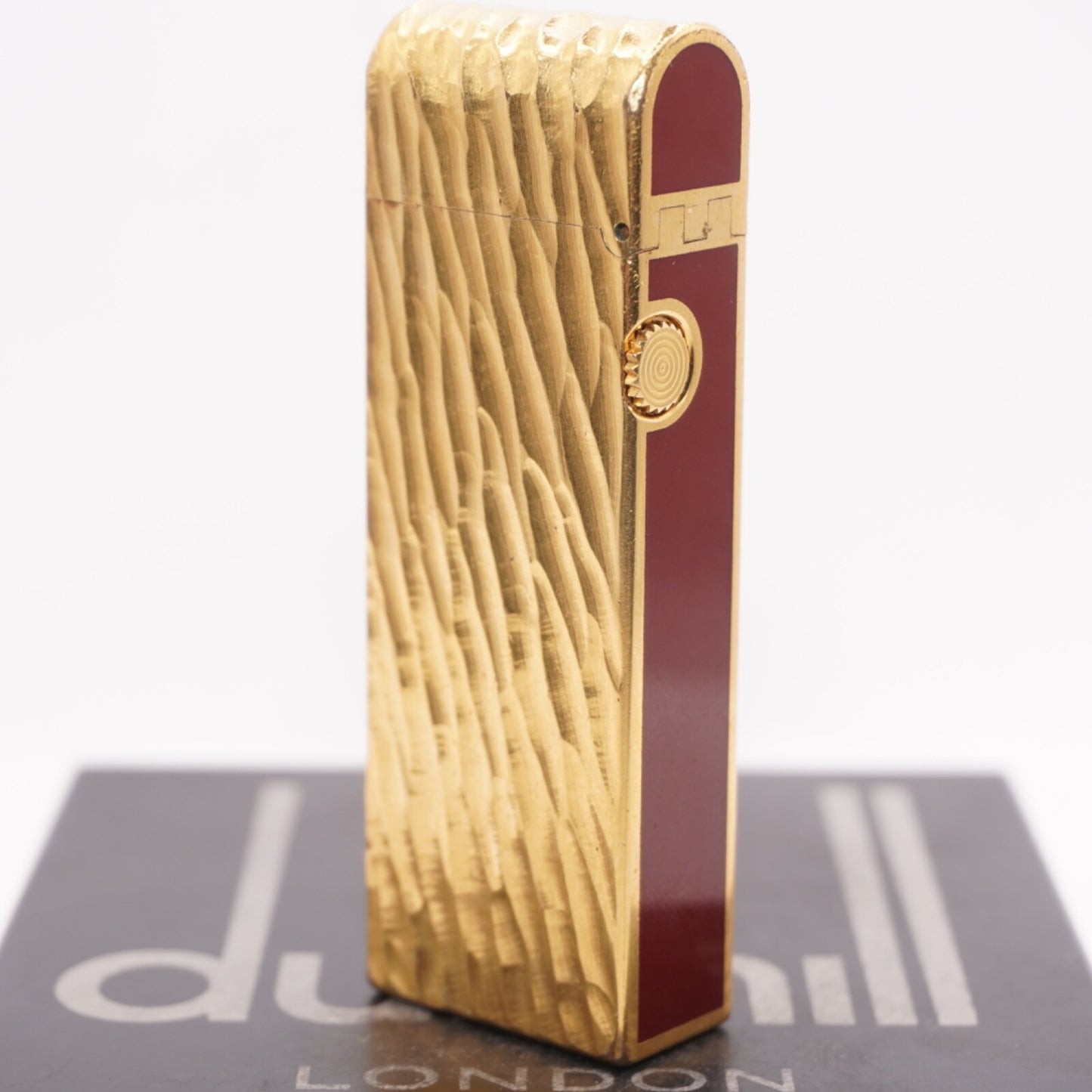 Dunhill Dome Lighter Gold plated with Red Lacquer_ Fully Working Condition