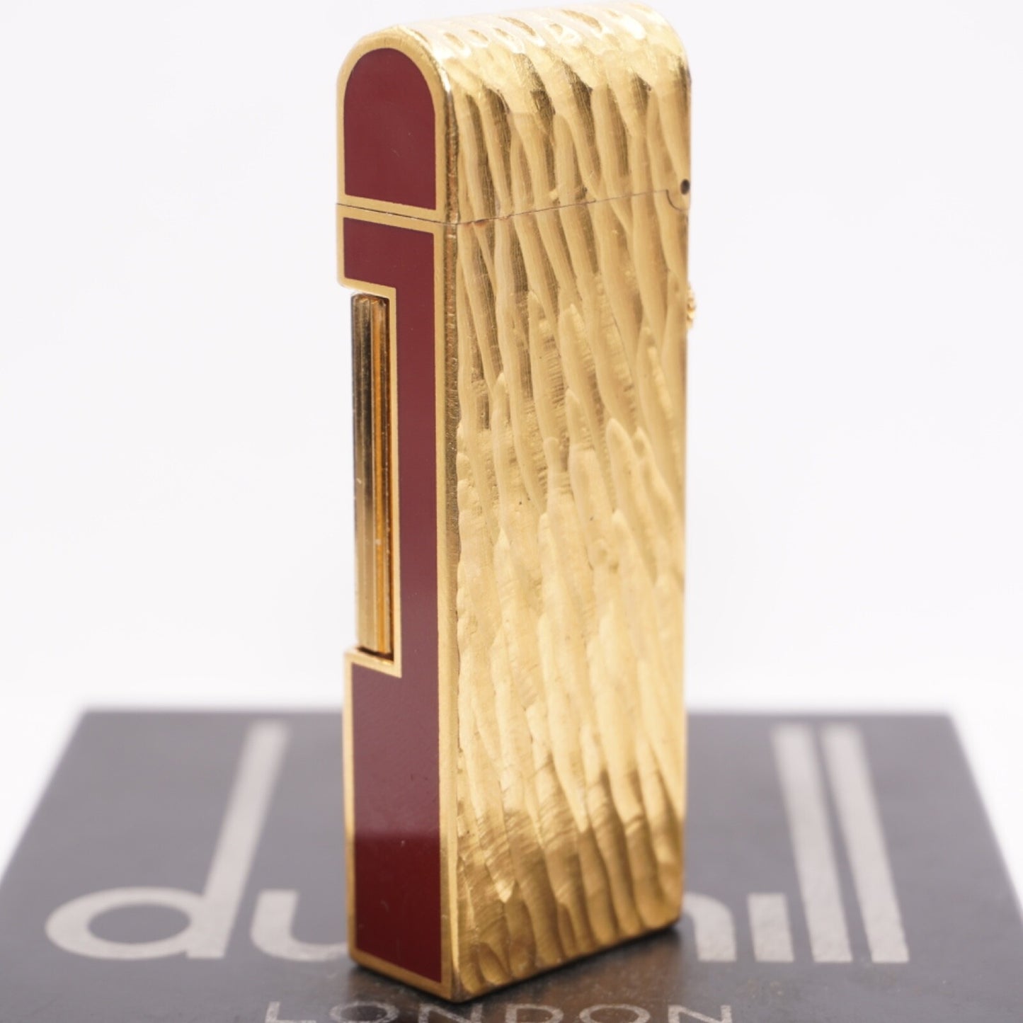Dunhill Dome Lighter Gold plated with Red Lacquer_ Fully Working Condition