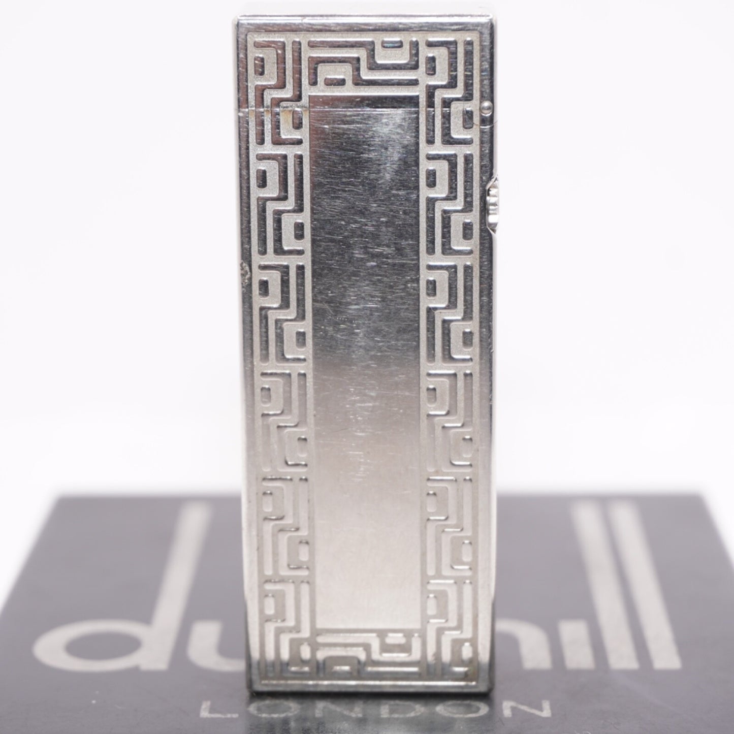 Dunhill Lighter Geometrical Pattern Chrome Plate_Ultrasonically cleaned _Working