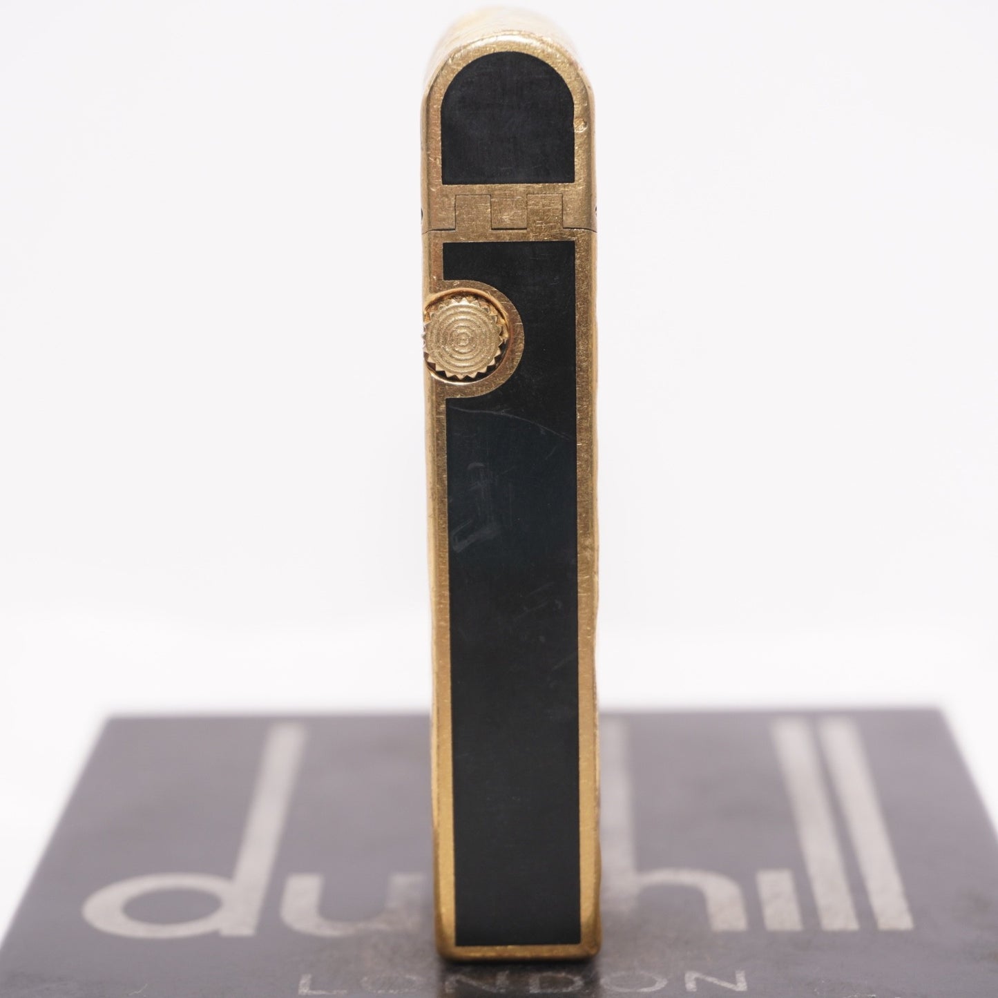 Dunhill Dome Lighter Gold plated with Black Lacquer_ Fully Working Condition