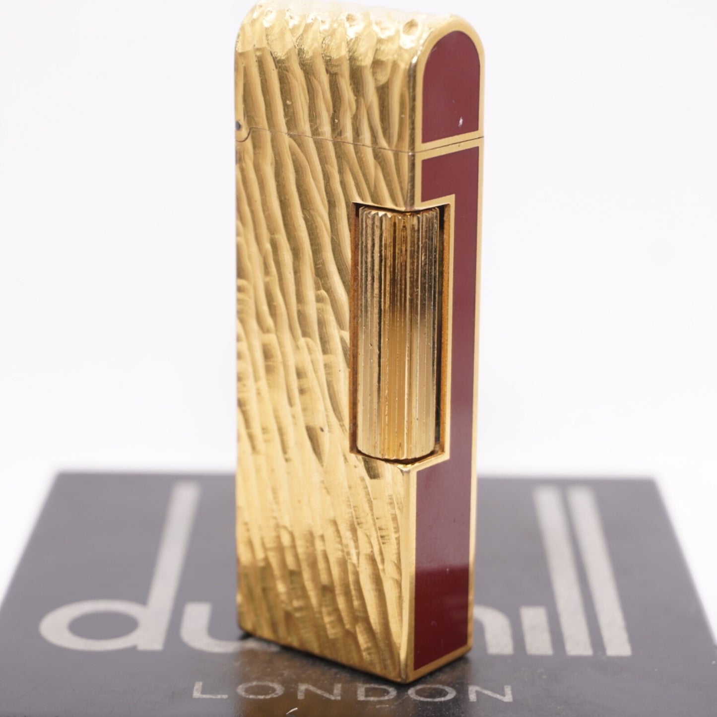 Dunhill Dome Lighter Gold plated with Red Lacquer_ Fully Working Condition