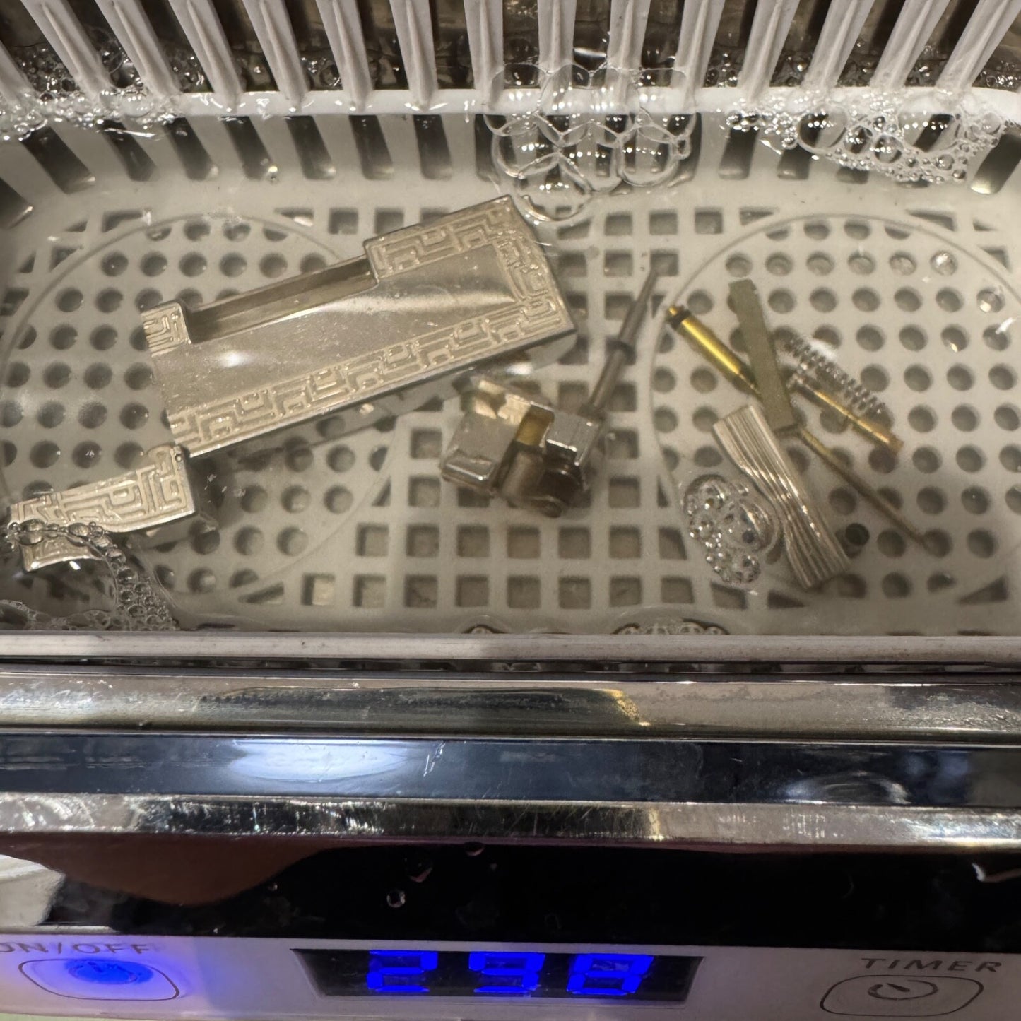 Dunhill Lighter Geometrical Pattern Chrome Plate_Ultrasonically cleaned _Working