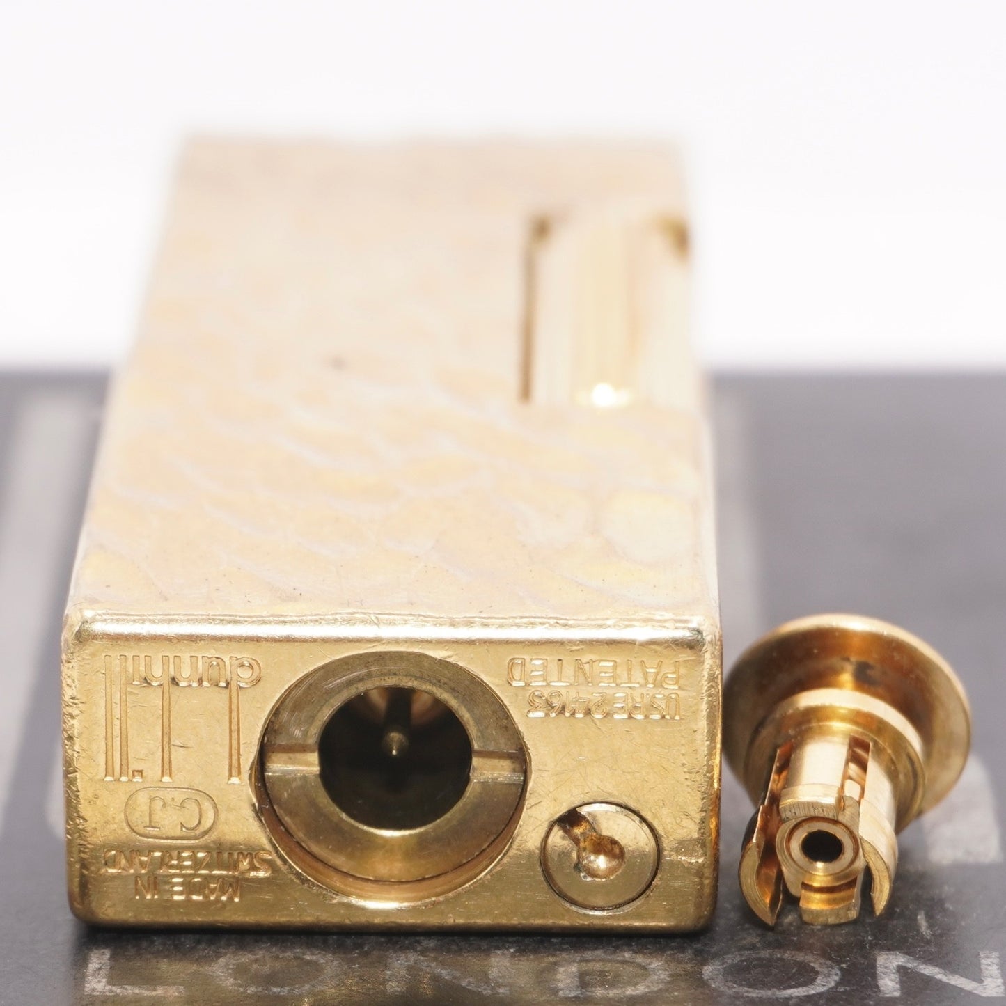 Dunhill Dome Lighter Gold plated with Black Lacquer_ Fully Working Condition