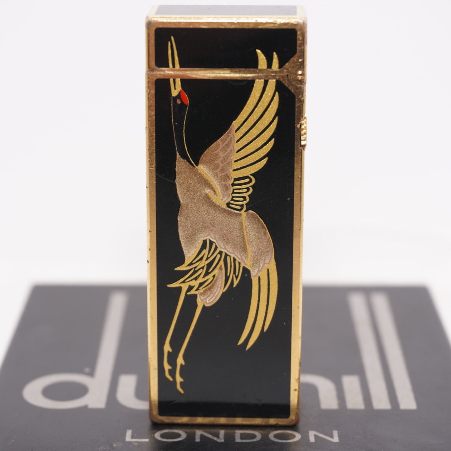 Dunhill Lighter BLACK Crane Pattern with Accessorizes_Ultrasonically cleaned