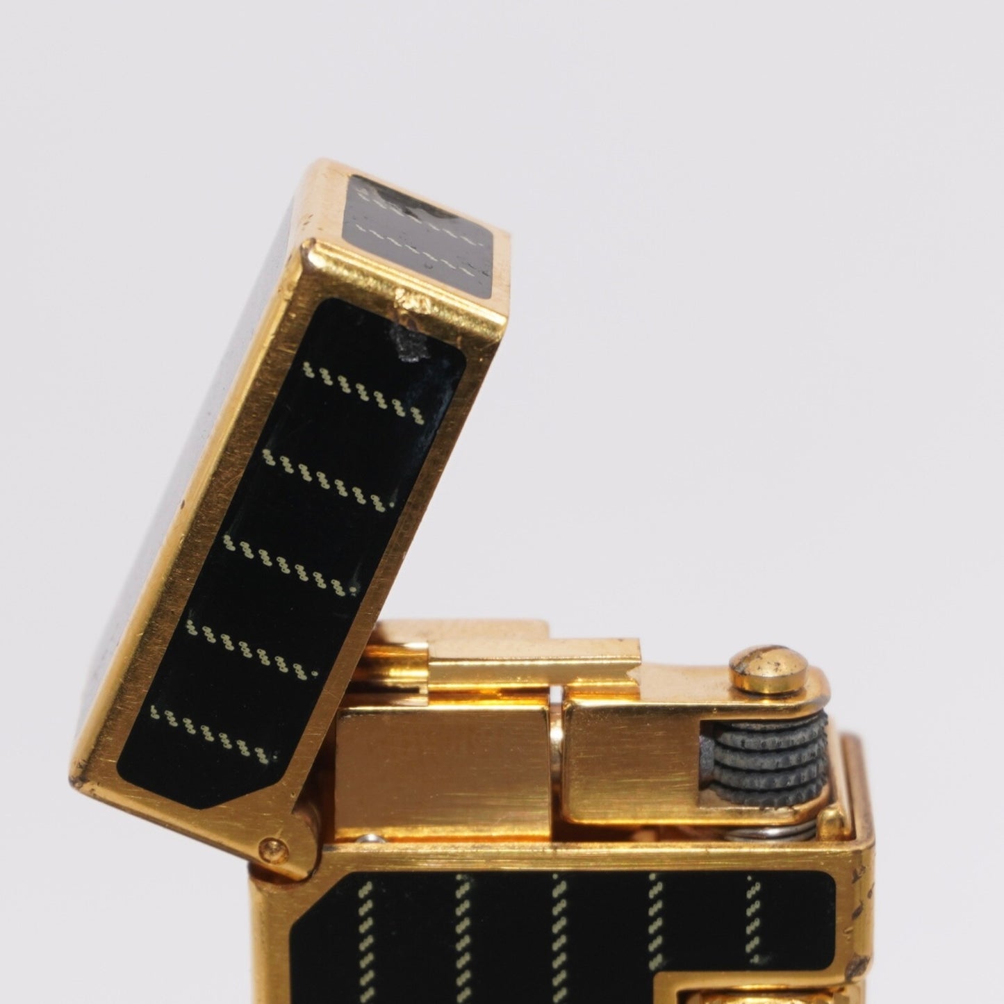 Dunhill Lighter BLACK Enamel Gold stripe Pattern_Ultrasonically cleaned
