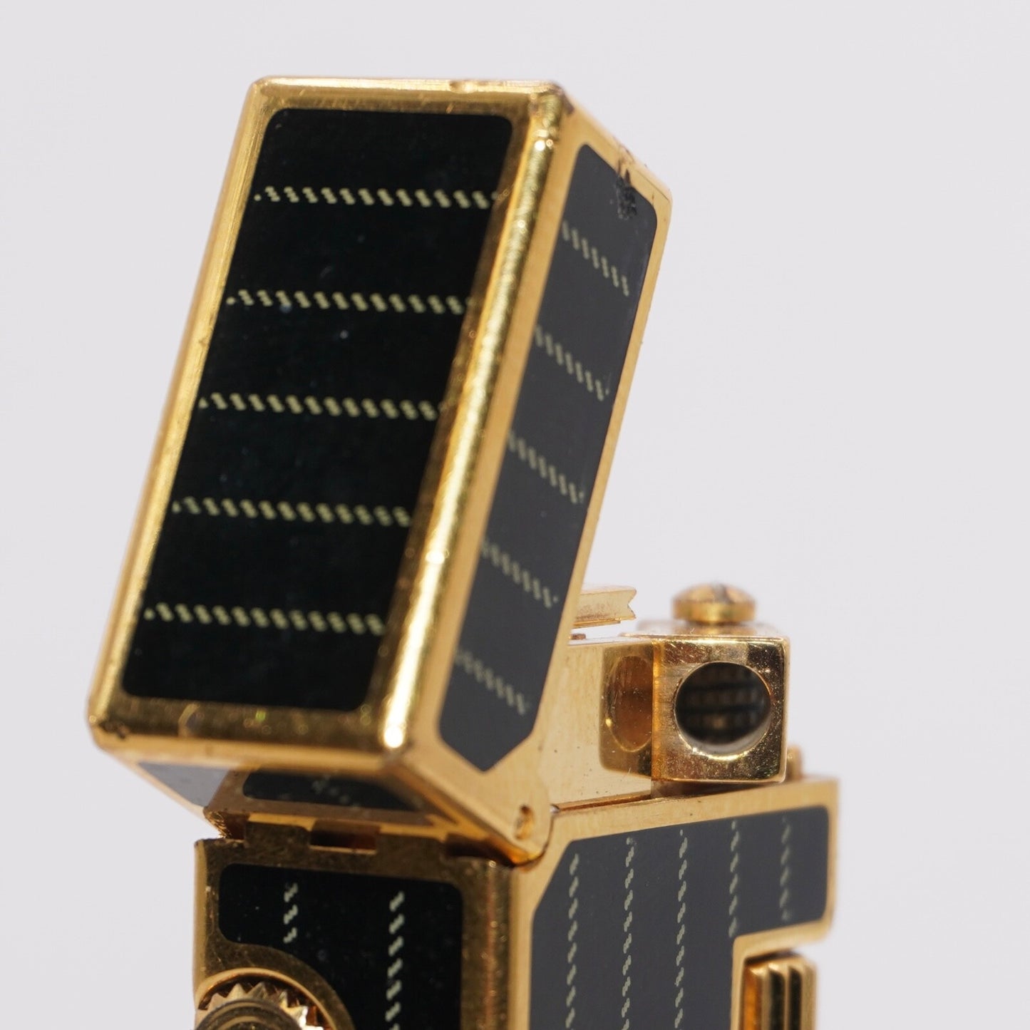 Dunhill Lighter BLACK Enamel Gold stripe Pattern_Ultrasonically cleaned