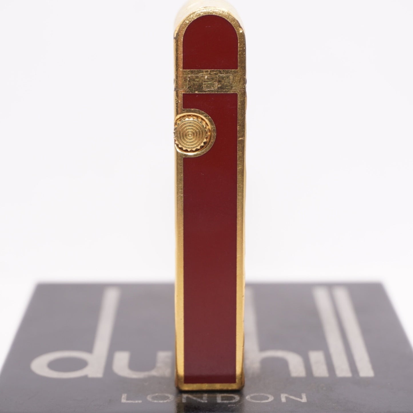 Dunhill Dome Lighter Gold plated with Red Lacquer_ Fully Working Condition
