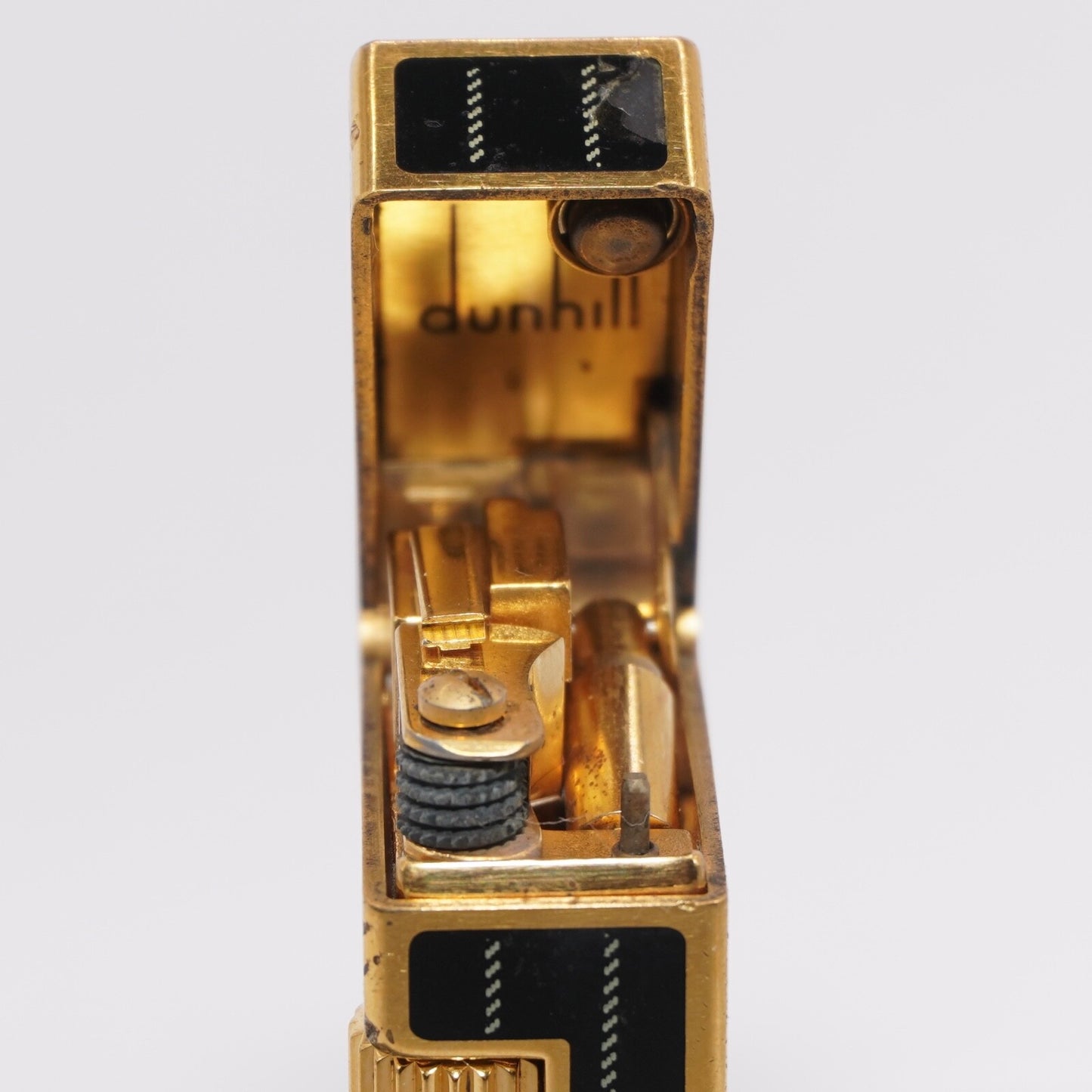 Dunhill Lighter BLACK Enamel Gold stripe Pattern_Ultrasonically cleaned