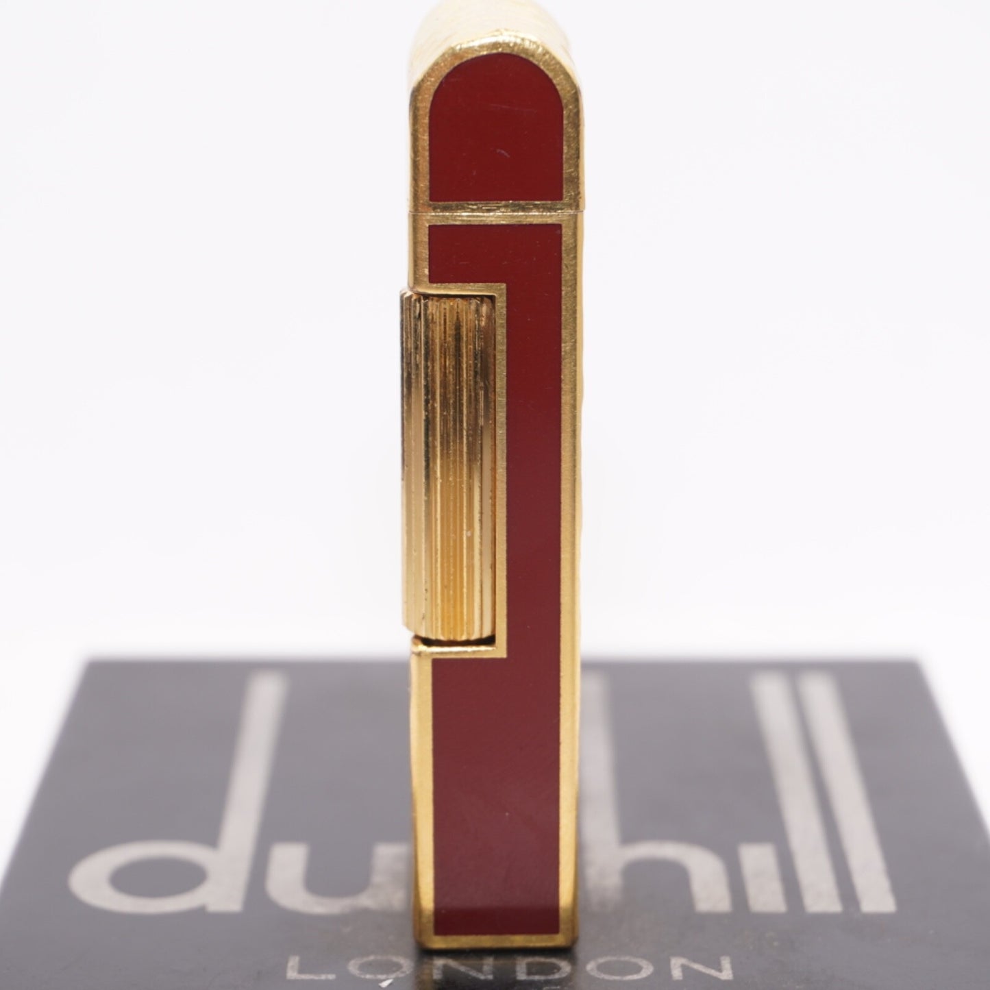 Dunhill Dome Lighter Gold plated with Red Lacquer_ Fully Working Condition