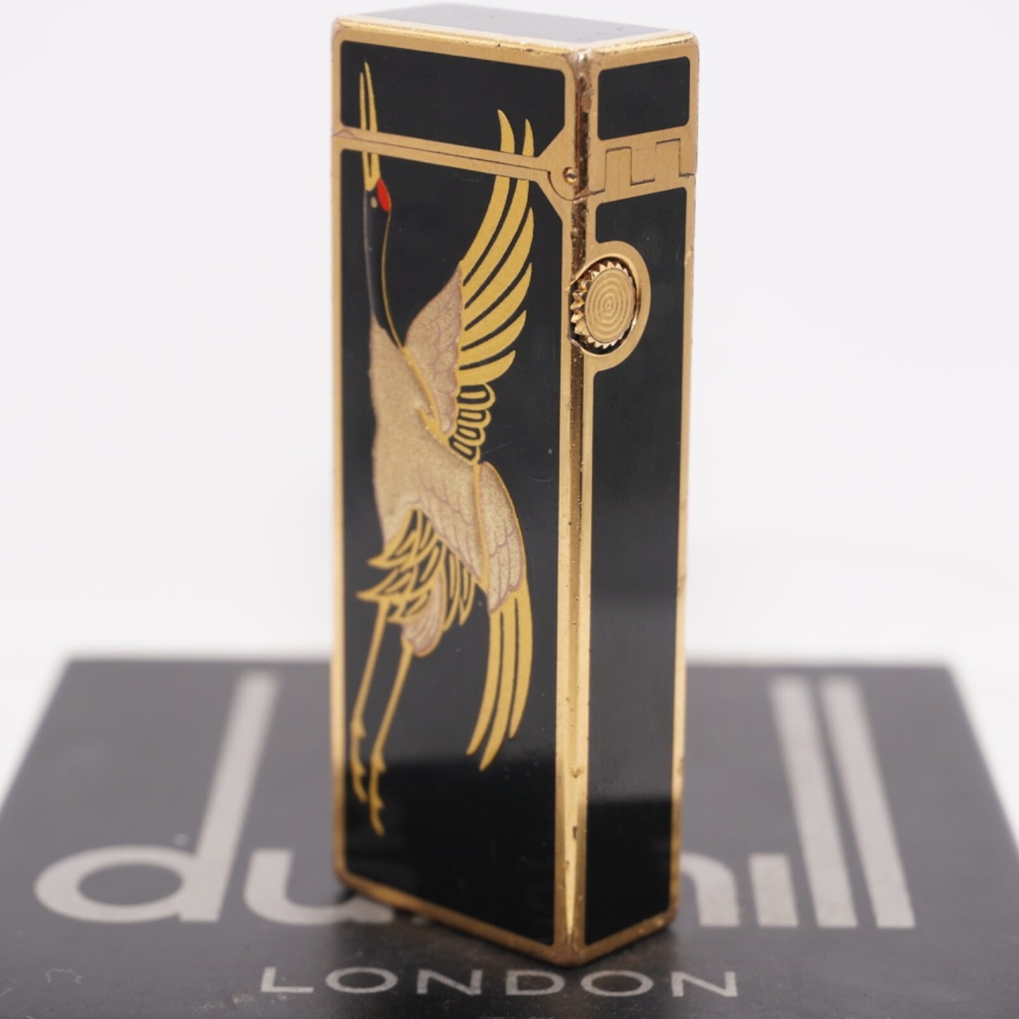 Dunhill Lighter BLACK Crane Pattern with Accessorizes_Ultrasonically cleaned
