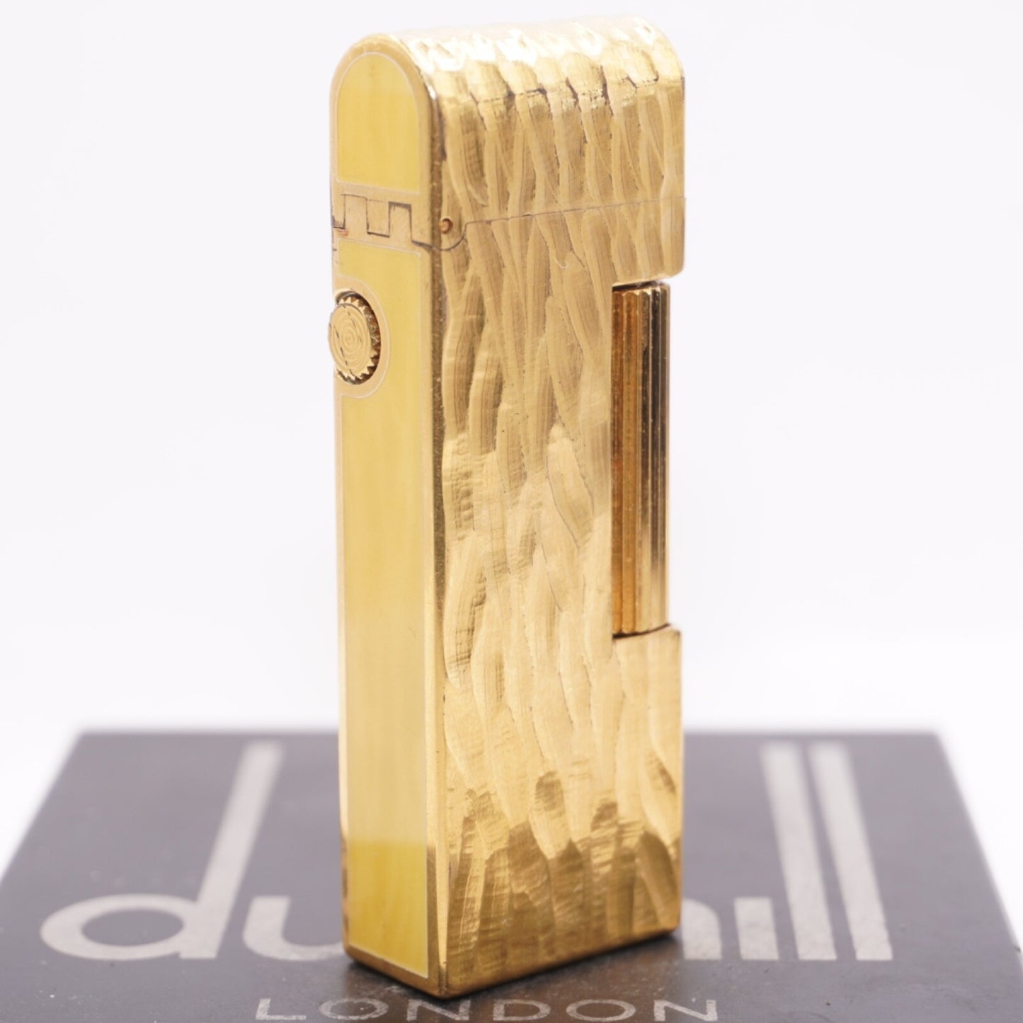 Dunhill Dome Lighter Gold plated with Yellow Lacquer_ Fully Working Condition