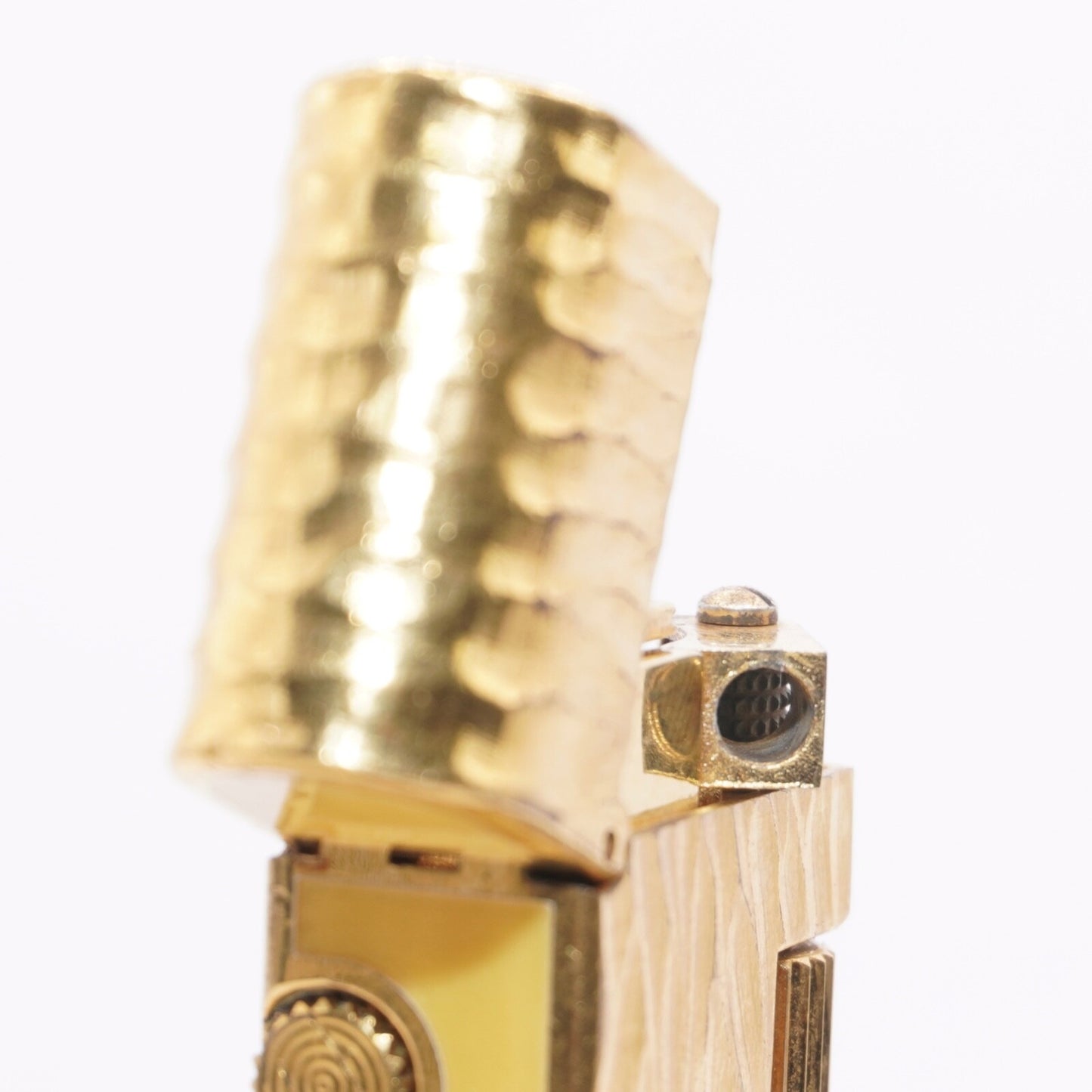Dunhill Dome Lighter Gold plated with Yellow Lacquer_ Fully Working Condition