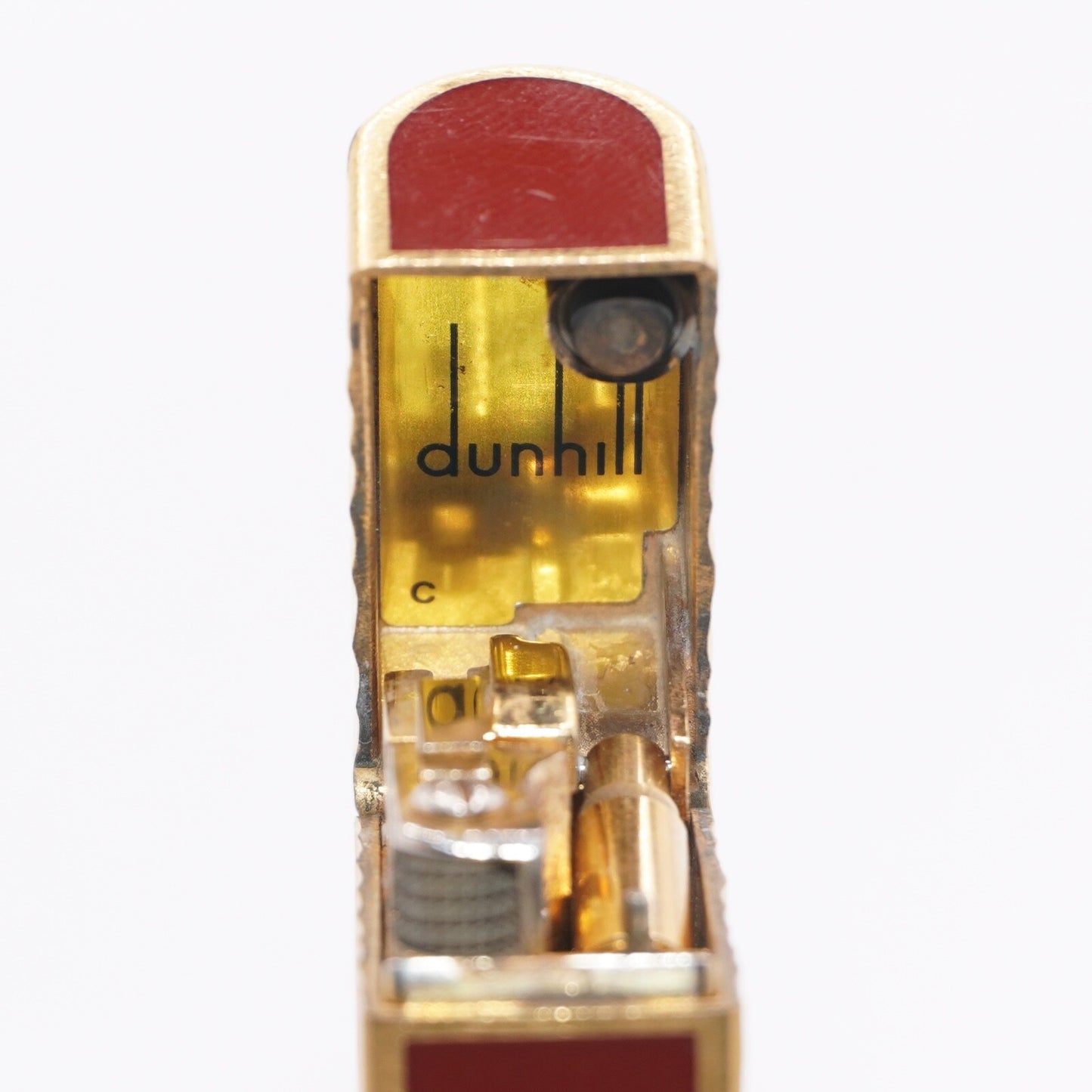 Dunhill Dome Lighter Gold plated with Red Lacquer_ Fully Working Condition