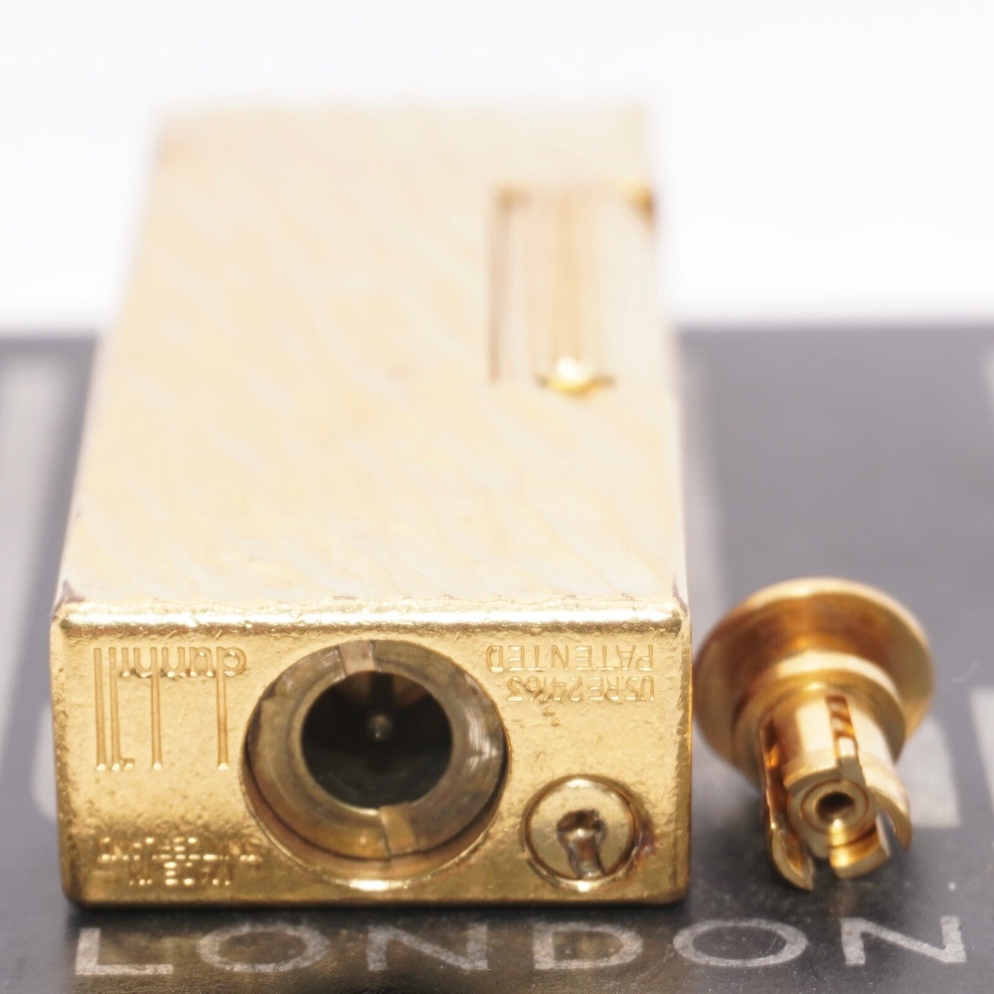 Dunhill Dome Lighter Gold plated with Red Lacquer_ Fully Working Condition