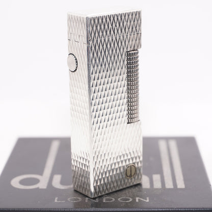 Dunhill Lighter Silver Diamond Pattern-Ultrasonically cleaned