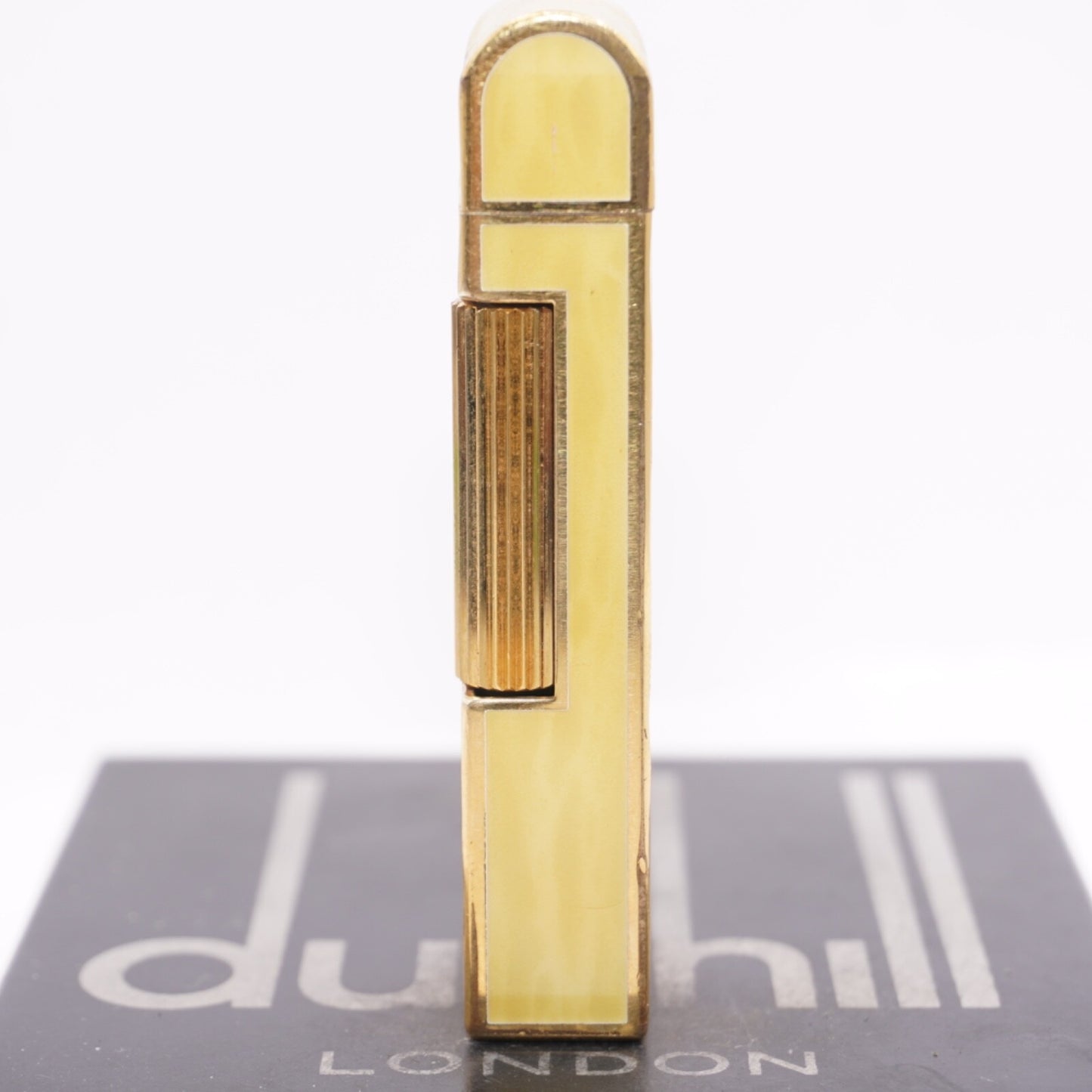 Dunhill Dome Lighter Gold plated with Yellow Lacquer_ Fully Working Condition
