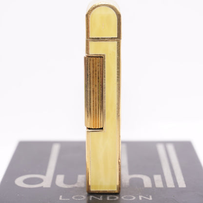 Dunhill Dome Lighter Gold plated with Yellow Lacquer_ Fully Working Condition