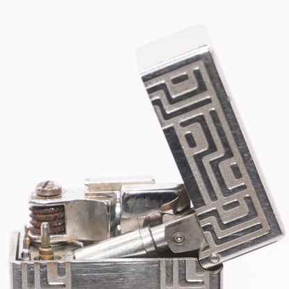 Dunhill Lighter Geometrical Pattern Chrome Plate_Ultrasonically cleaned _Working