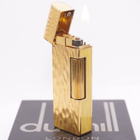 Dunhill Dome Lighter Gold plated with Yellow Lacquer_ Fully Working Condition