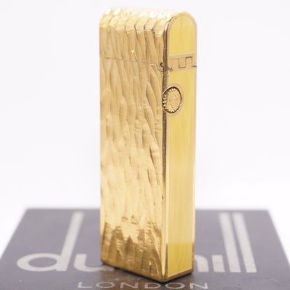 Dunhill Dome Lighter Gold plated with Yellow Lacquer_ Fully Working Condition