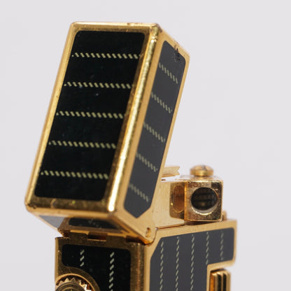 Dunhill Lighter BLACK Enamel Gold stripe Pattern_Ultrasonically cleaned