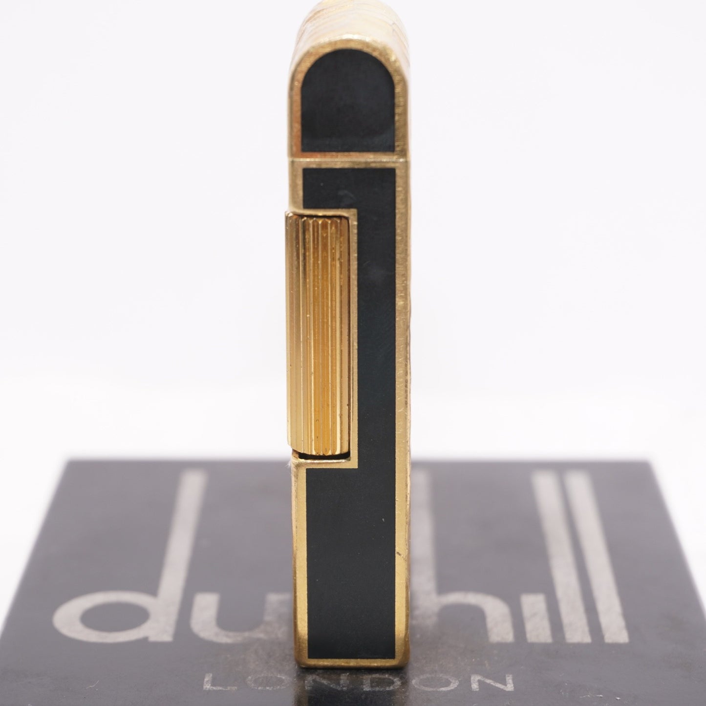 Dunhill Dome Lighter Gold plated with Black Lacquer_ Fully Working Condition