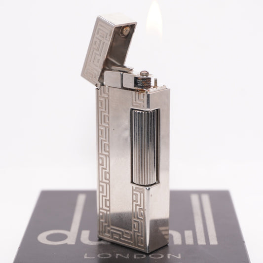 Dunhill Lighter Geometrical Pattern Chrome Plate_Ultrasonically cleaned _Working