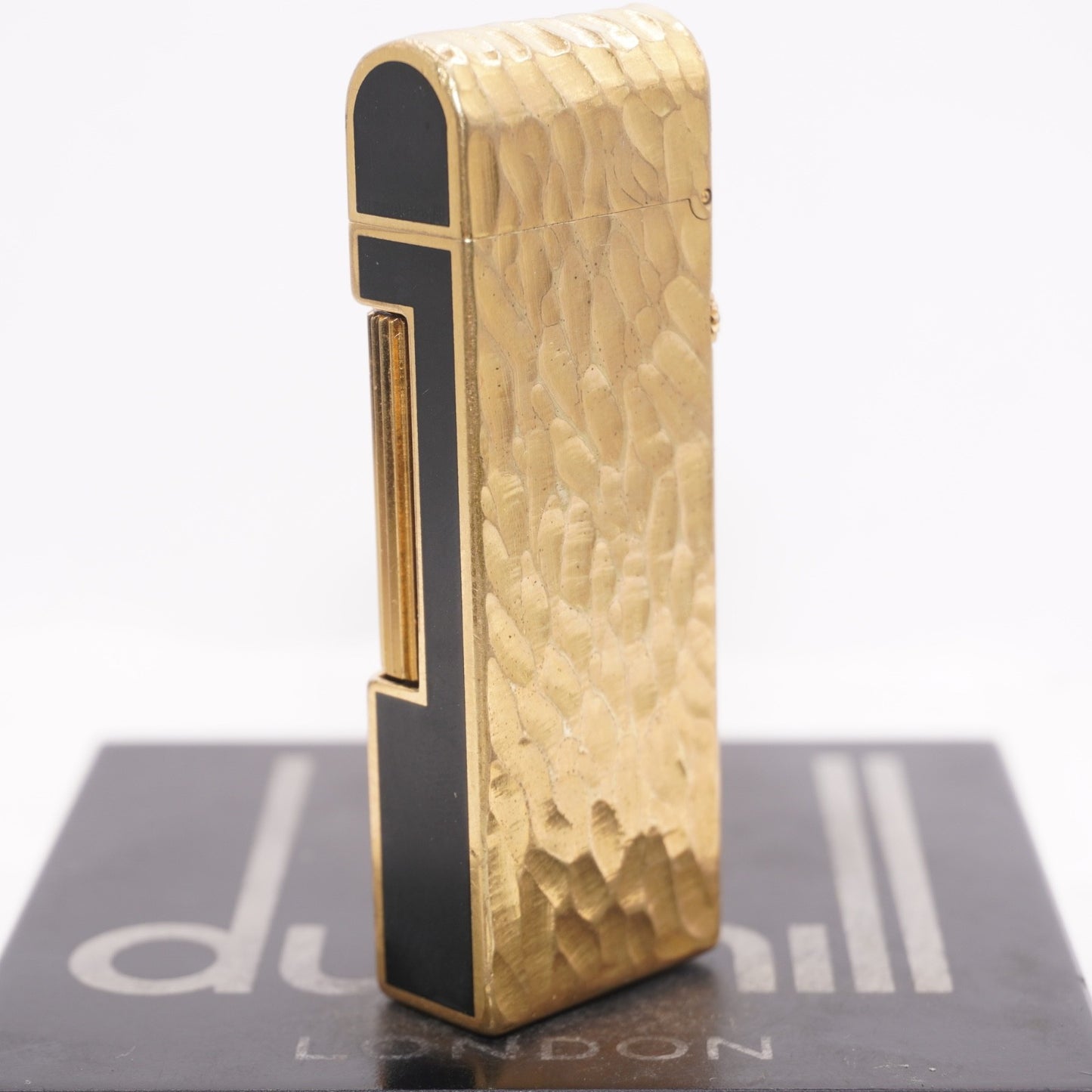Dunhill Dome Lighter Gold plated with Black Lacquer_ Fully Working Condition