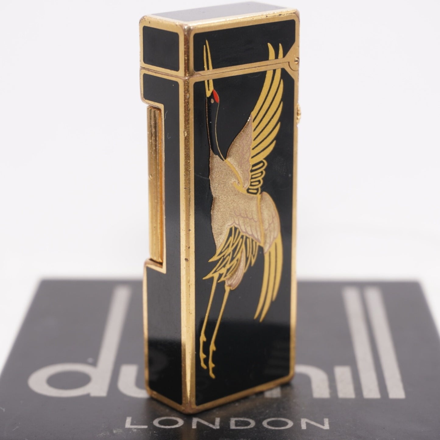 Dunhill Lighter BLACK Crane Pattern with Accessorizes_Ultrasonically cleaned