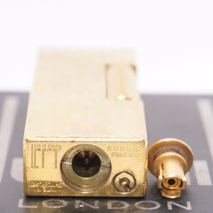 Dunhill Dome Lighter Gold plated with Yellow Lacquer_ Fully Working Condition