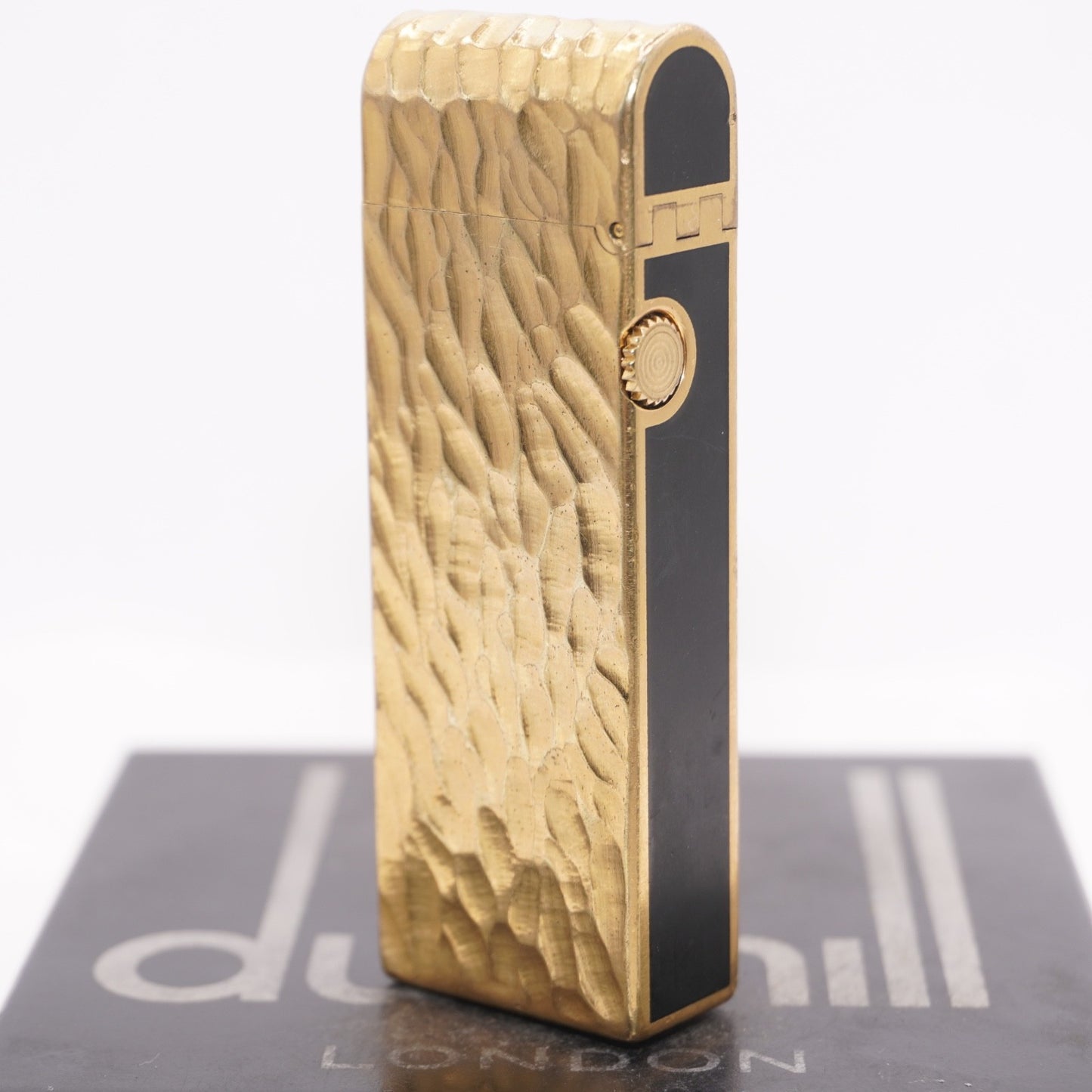 Dunhill Dome Lighter Gold plated with Black Lacquer_ Fully Working Condition