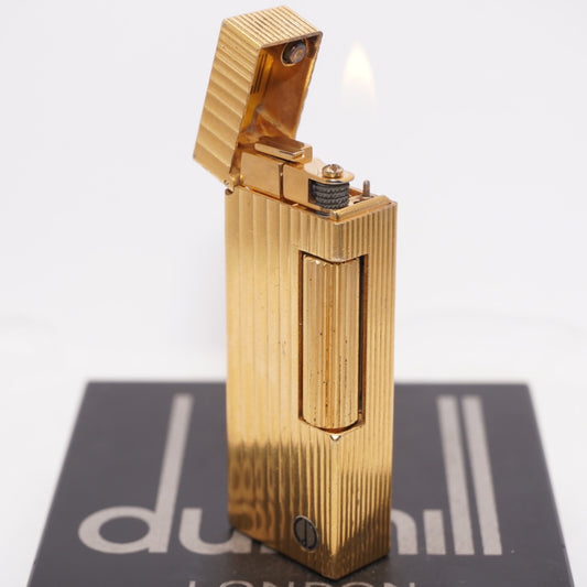 Rare Dunhill Lighter Gold Stripe Pattern-Ultrasonically cleaned_Working
