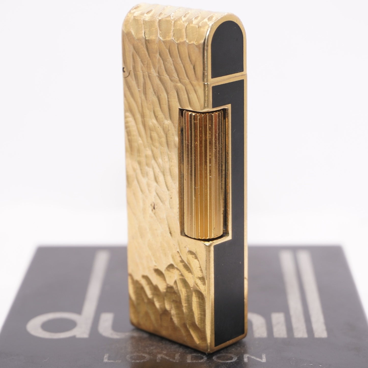 Dunhill Dome Lighter Gold plated with Black Lacquer_ Fully Working Condition