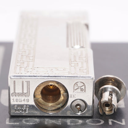 Dunhill Lighter Geometrical Pattern Chrome Plate_Ultrasonically cleaned _Working