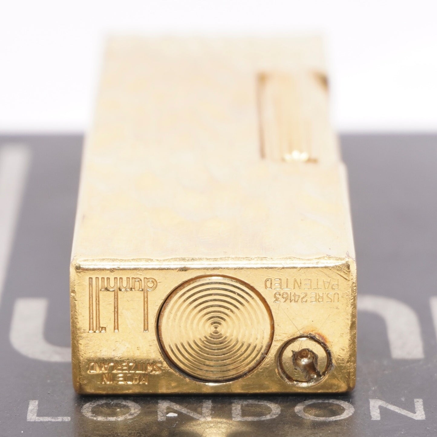 Dunhill Dome Lighter Gold plated with Yellow Lacquer_ Fully Working Condition
