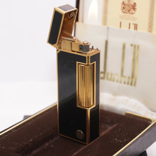 Dunhill Lighter Gold/Black Lacquer_Ultrasonically Cleaned_WORKING