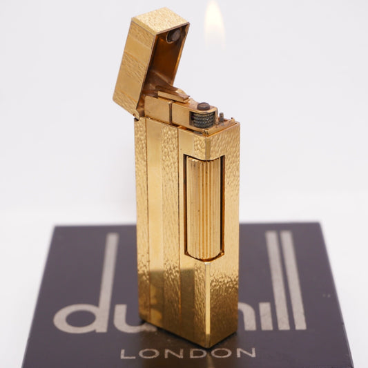Dunhill Gold Rollagas Lighter Three Gold Line_Ultrasonically cleaned_WORKING