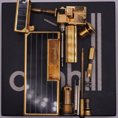 Dunhill Lighter BLACK Enamel Gold stripe Pattern_Ultrasonically cleaned