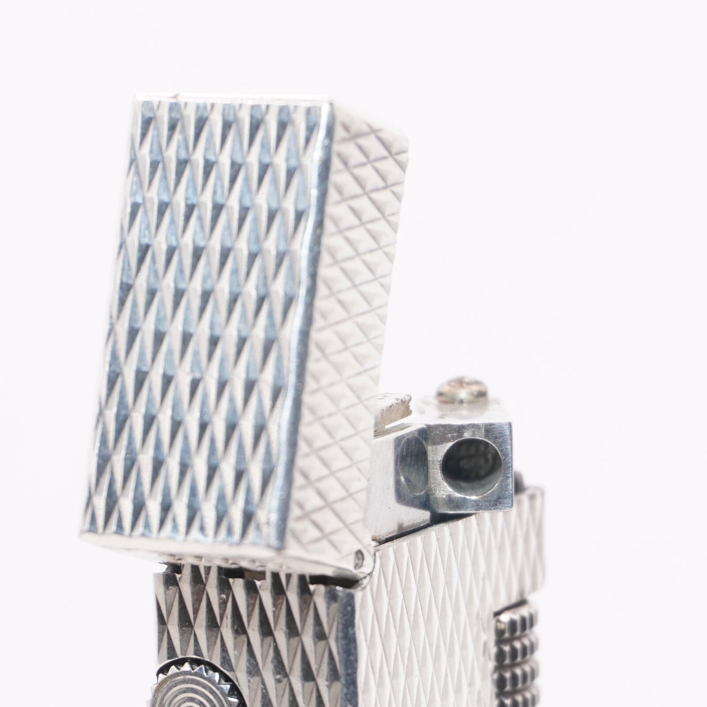 Dunhill Lighter Silver Diamond Pattern-Ultrasonically cleaned