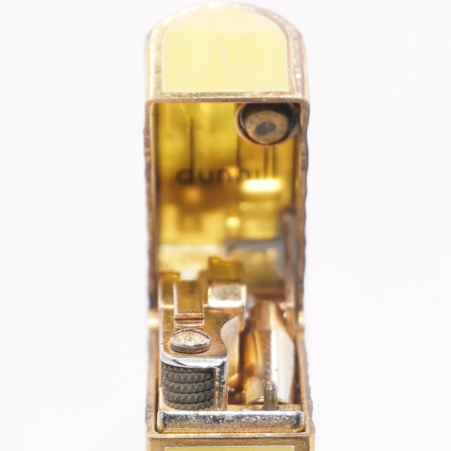 Dunhill Dome Lighter Gold plated with Yellow Lacquer_ Fully Working Condition