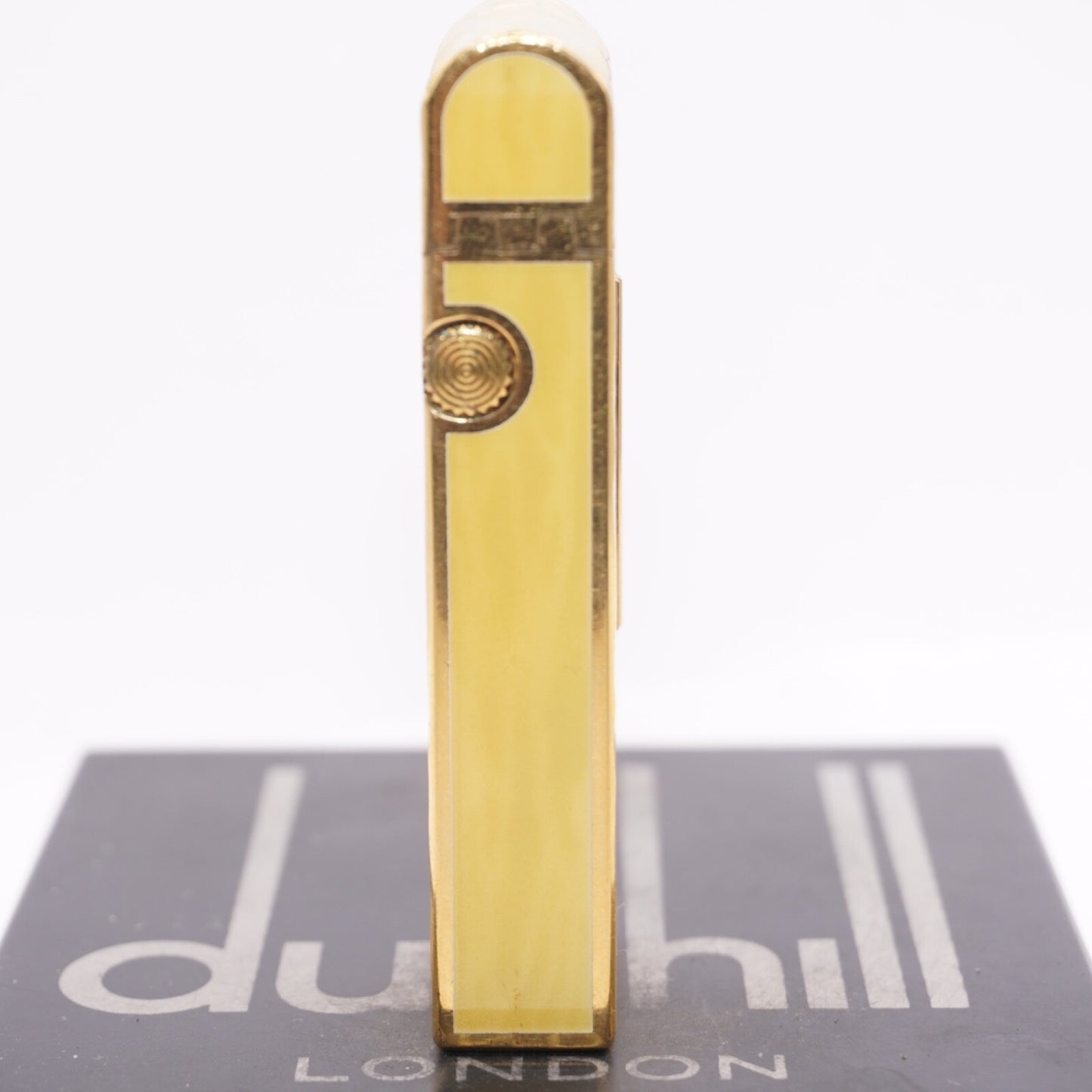 Dunhill Dome Lighter Gold plated with Yellow Lacquer_ Fully Working Condition