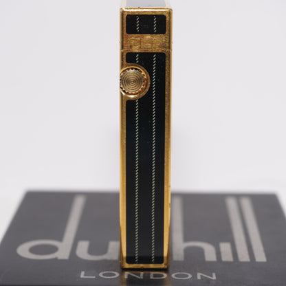 Dunhill Lighter BLACK Enamel Gold stripe Pattern_Ultrasonically cleaned