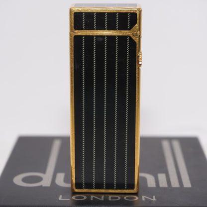 Dunhill Lighter BLACK Enamel Gold stripe Pattern_Ultrasonically cleaned